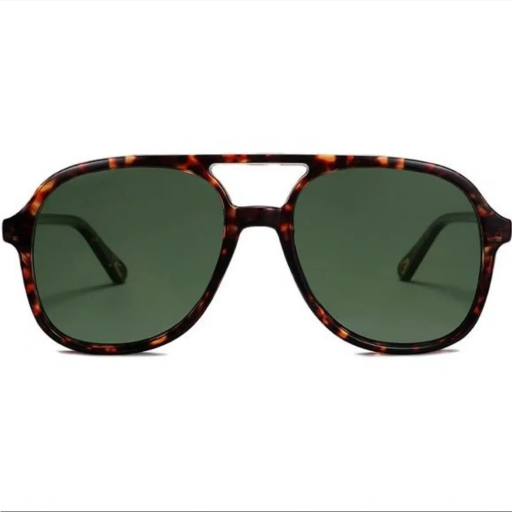 Retro Square Polarized Aviator Sunglasses Womens Mens 70s Vintage Double *New * - Picture 1 of 4
